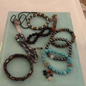 Bohemian Beaded Bracelet Set Crystal Bracelets/Pendants. Chakra pendant.